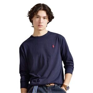 Polo Ralph Lauren soft cotton long-sleeve navy crewneck T-Shirt  | Large